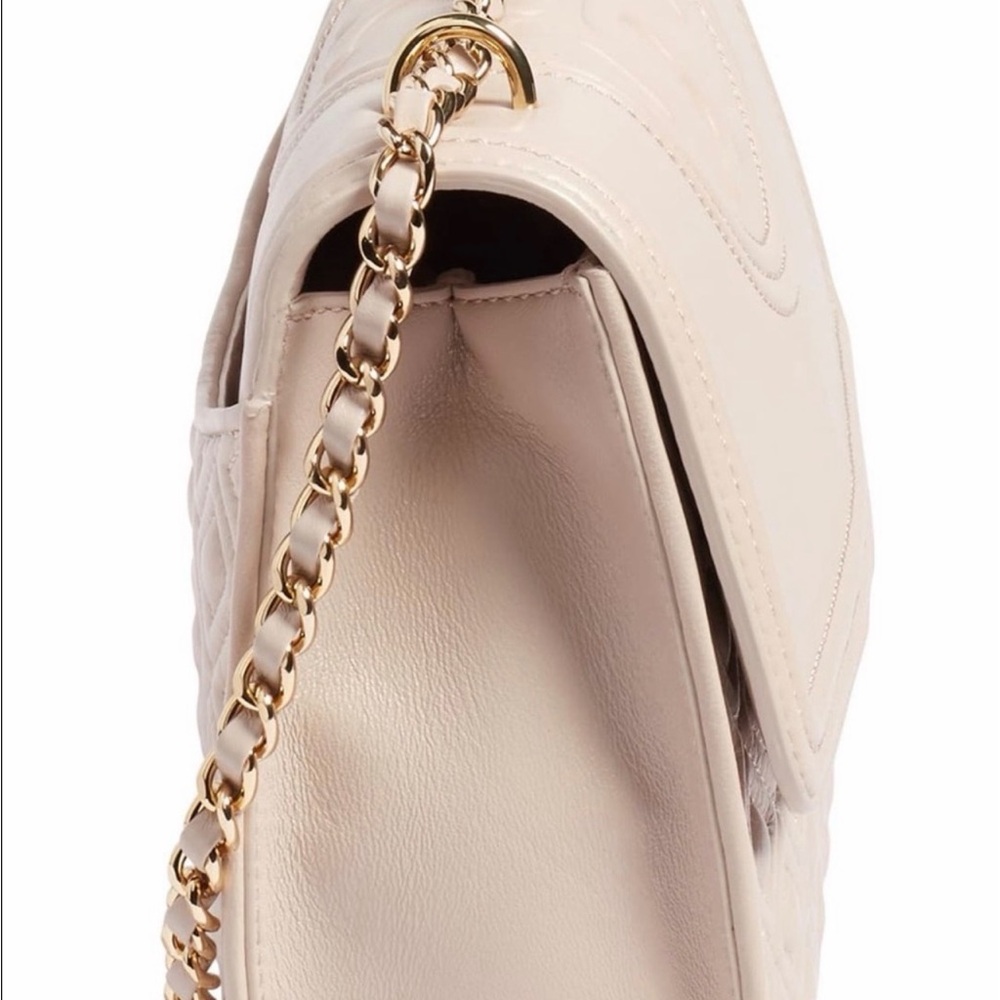 Tory Burch Fleming Convertible Cream Blush Quilted Leather Chain Shoulder Bag - Picture 3 of 14